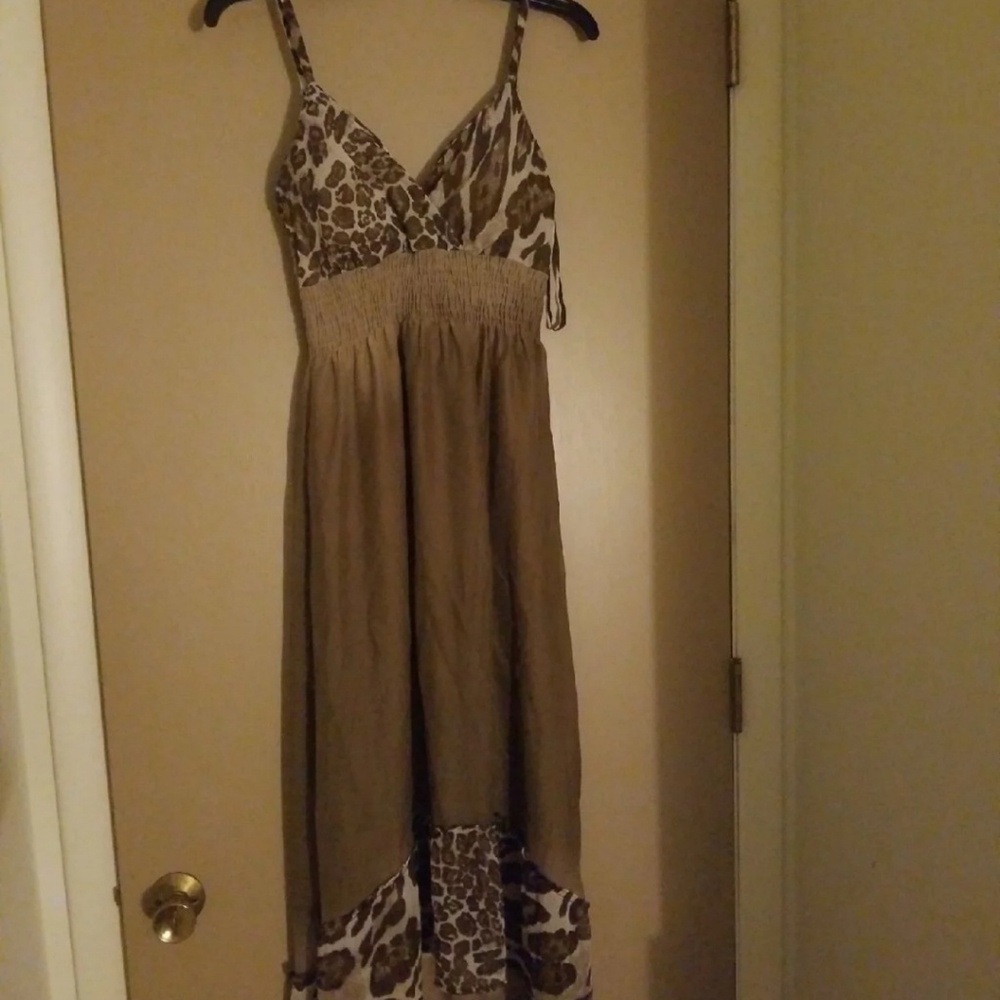 Hi low leopard maxi